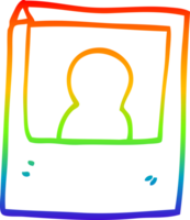 rainbow gradient line drawing of a cartoon instant photograph png