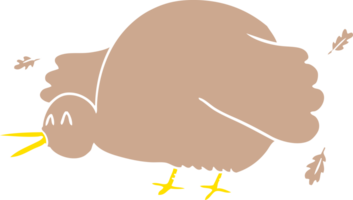 oiseau kiwi de dessin animé de style couleur plat battant des ailes png