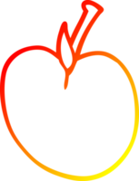 warm gradient line drawing of a cartoon apple png