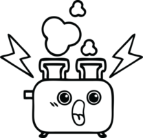 line drawing cartoon of a of a toaster png