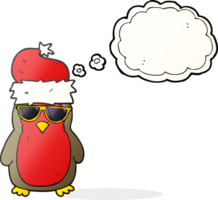 hand- getrokken gedachte bubbel tekenfilm koel Kerstmis Robin png