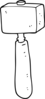 hand drawn black and white cartoon mallet png