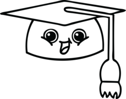 line drawing cartoon of a graduation hat png