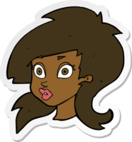 sticker of a cartoon pretty surprised woman png