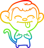 rainbow gradient line drawing of a funny cartoon monkey png