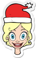 sticker of a cartoon woman ready for christmas png