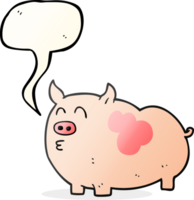 main tiré discours bulle dessin animé porc png