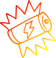 warm gradient line drawing of a cartoon fully charged battery png