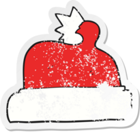 pegatina retro angustiada de un sombrero de navidad de dibujos animados png