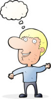 cartoon waving man with thought bubble png