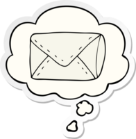 cartoon envelope with thought bubble as a printed sticker png