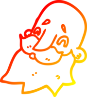 warm gradient line drawing of a cartoon man with beard png