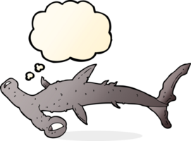 tiburón martillo de dibujos animados con burbuja de pensamiento png