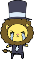 cartoon crying lion wearing shirt and tie png