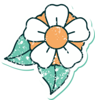 image emblématique de style tatouage d'autocollant en détresse d'une fleur png