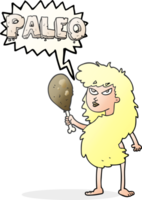 mão desenhado discurso bolha desenho animado mulher em paleo dieta png