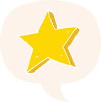 cartoon star with speech bubble in retro style png