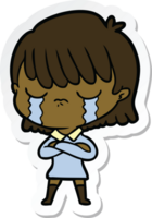 sticker of a cartoon woman crying png