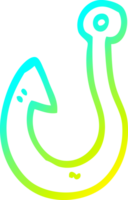 cold gradient line drawing of a cartoon fish hook png