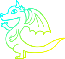 cold gradient line drawing of a cute cartoon dragon png