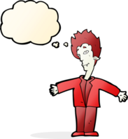 cartoon happy vampire with thought bubble png