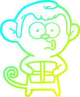 cold gradient line drawing of a cartoon christmas monkey png