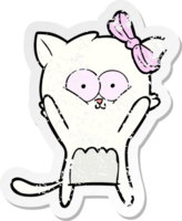 distressed sticker of a cartoon cat png