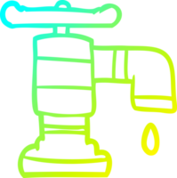 cold gradient line drawing of a cartoon dripping faucet png