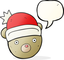 hand drawn speech bubble cartoon teddy bear wearing christmas hat png