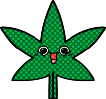 comic book style cartoon of a marijuana leaf png