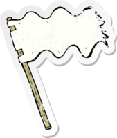 adesivo retrô angustiado de uma bandeira branca de desenho animado png