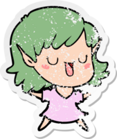 distressed sticker of a cartoon elf girl png