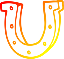 warm gradient line drawing of a cartoon horse shoe png