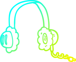 cold gradient line drawing of a cartoon music headphones png
