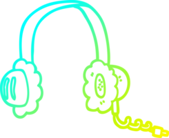 frío degradado línea dibujo de un dibujos animados música auriculares png