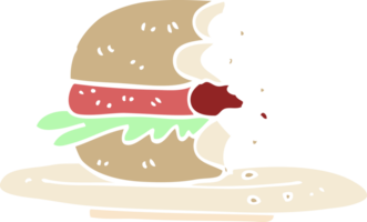 flache farbillustration cartoon halb gegessener burger png