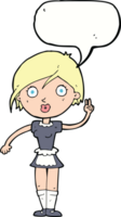 caricatura, camarera, elaboración, mano, gesto, con, burbuja del discurso png