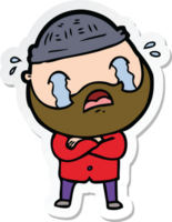 sticker of a cartoon bearded man crying png