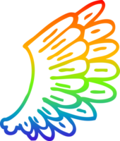 rainbow gradient line drawing of a cartoon angel wings png