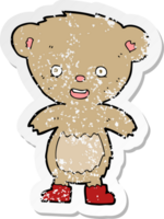 retro distressed sticker of a cartoon teddy bear png