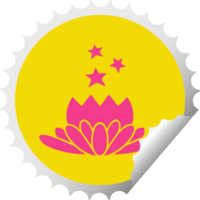 circulaire pellen sticker tekenfilm van een bloem png