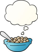 cartoon cereal bowl with thought bubble in smooth gradient style png