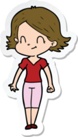 pegatina de una chica amigable de dibujos animados png