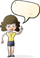Cartoon glückliche Frau mit Idee mit Sprechblase png