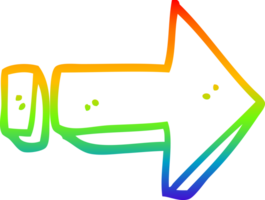 rainbow gradient line drawing of a cartoon arrow pointing direction png