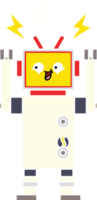 flat color retro cartoon of a dancing robot png