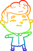 rainbow gradient line drawing of a happy cartoon man png