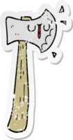 distressed sticker of a cartoon axe png