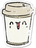noodlijdende sticker van een cartoon om koffie mee te nemen png