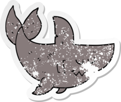 distressed sticker of a cartoon shark png